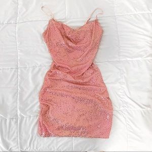 Pink Sequin Mini Dress